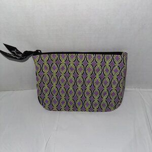 Vera Bradley Purple & Green Geometric Zippered Pouch With Silk-Like Interior